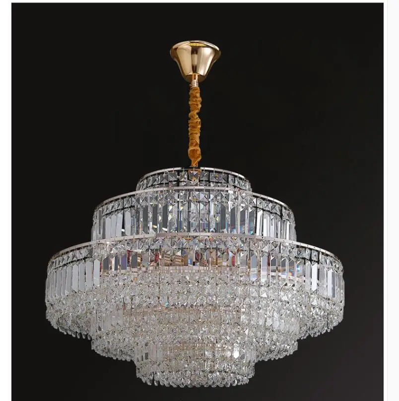 Golden Crystal Chandelier Living Room Modern D60cm Dining Round Deco Kitchen Hanglamp Bedroom Round Crystal LED Lights New Lamps