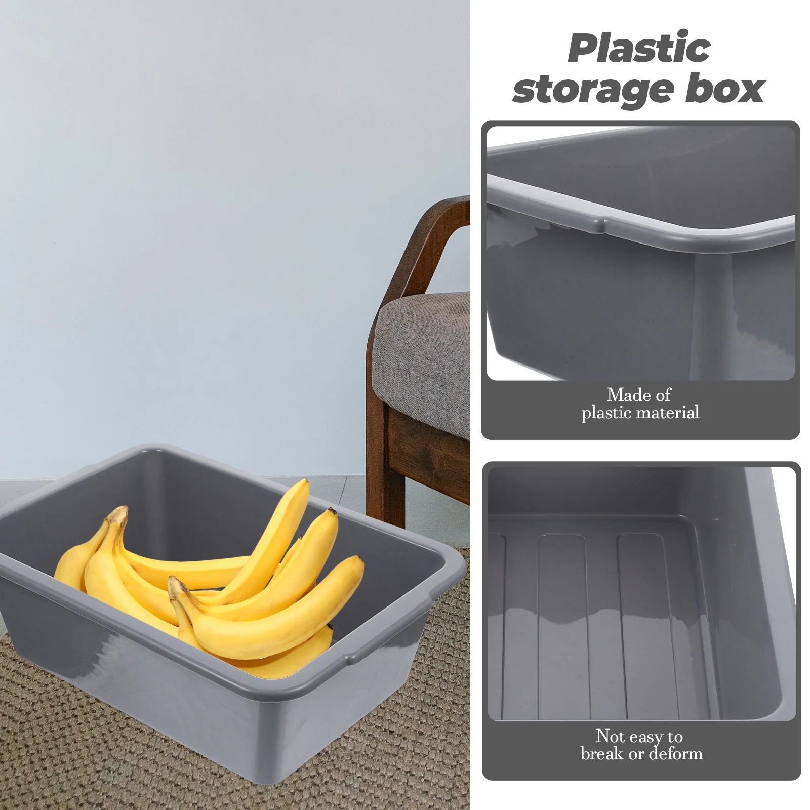 Extra Large Plastic Storage Bin Rectangular Bus Tub with Handles Multipurpose Utility Tote for Dishes Fruits Vegetables