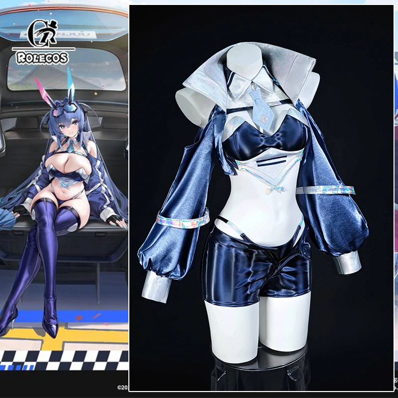 

ROLECOS Game HMS New Jersey Race Outfits Race Queen Black Blur Prelude Suit Women Halloween Activity Party Role Play Outfits
