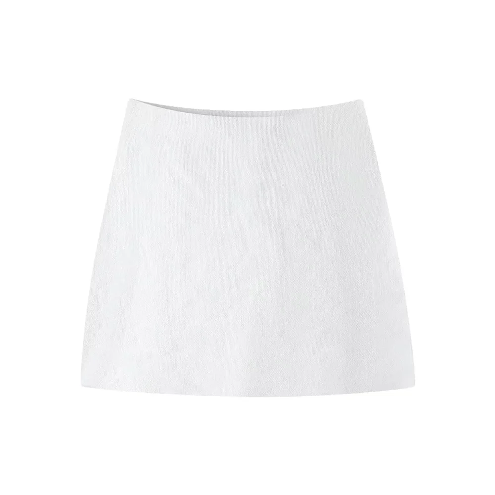 PB&ZA 2024 Spring New Women\'s Fashion and Elegance Casual Versatile Knitted Mini Skirt