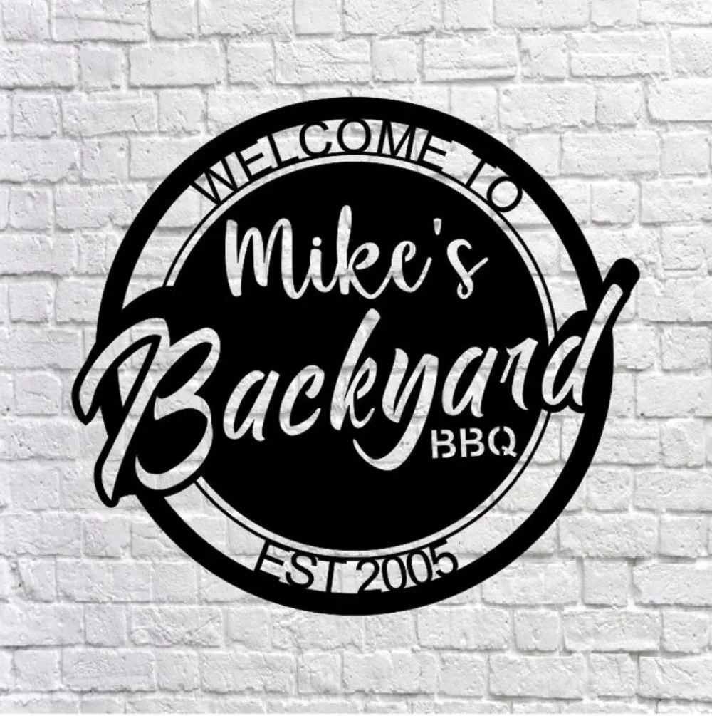 Personalized Backyard BBQ Metal Sign Outdoor Wall Decoration Metal Wall Decor Object BBQ Adornment Personalized Home Ornament