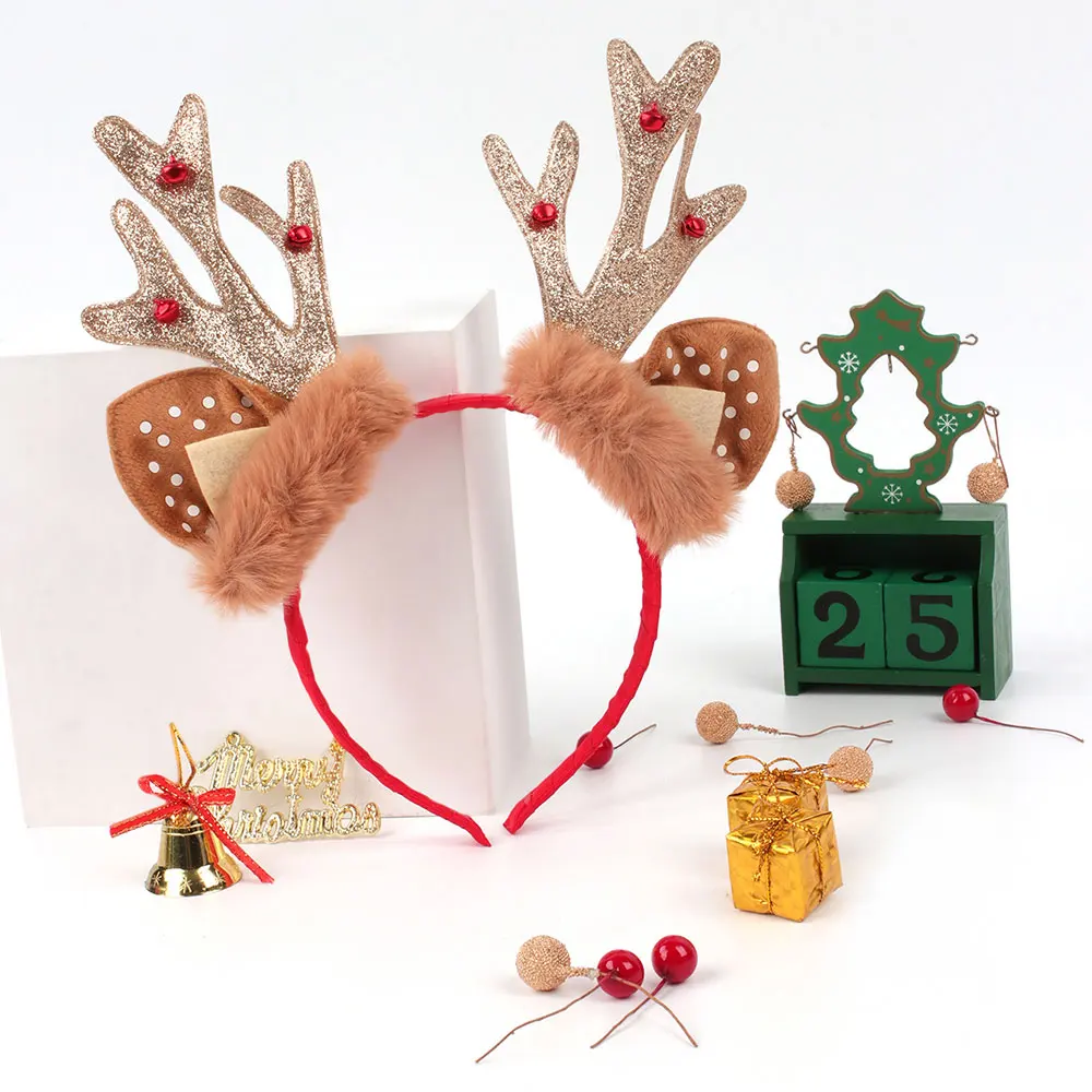 Oaoleer Christmas Headbands Gift Xmas Hair Accessories Headband Fancy Reindeer Antlers Hairband Merry Christmas Decorations