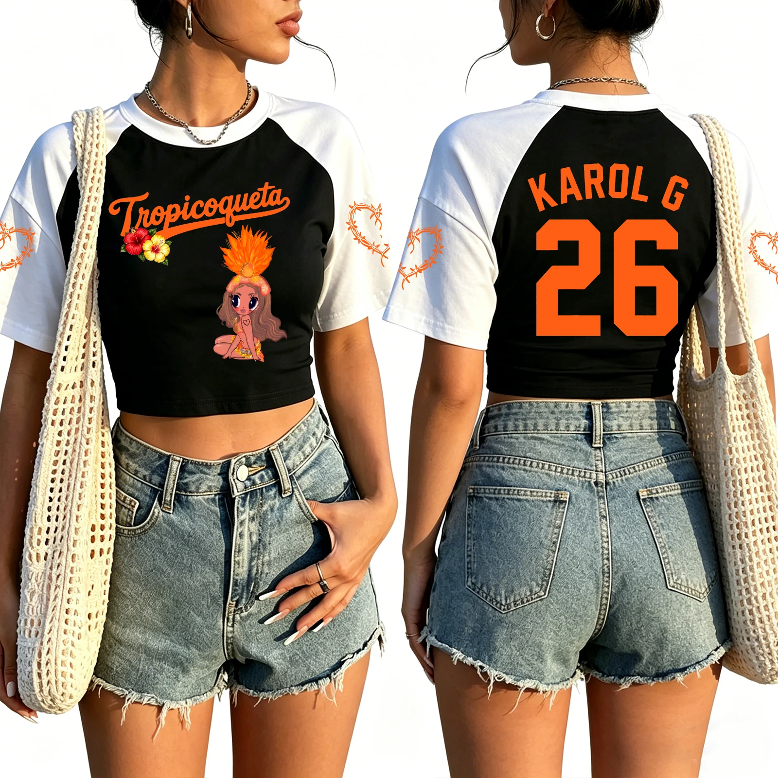 Camiseta Corta Karol G Tour 2026 para Mujer, Informal, de Manga Corta, con Estampado Gráfico, Estilo Y2K, Ropa Urbana