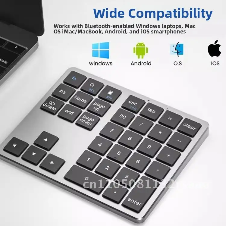 

Цифровая клавиатура Mini USB Bluetooth TYPE-C с зарядкой, двухрежимная цифровая клавиатура с подключением 2,4G, черный/серый/серебристый/белый