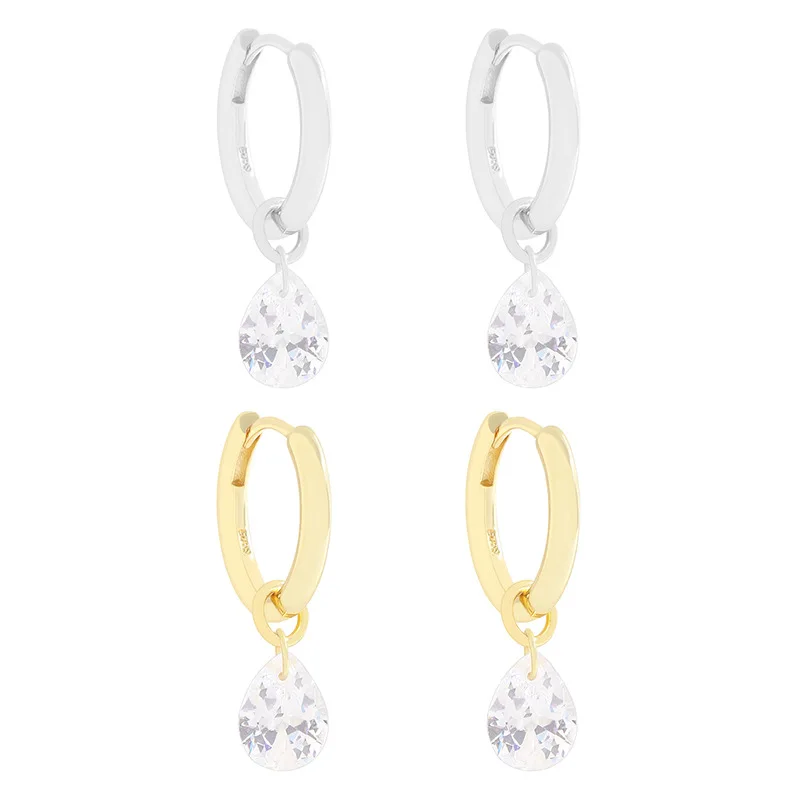 

Серьги-кольца из стерлингового серебра 925 пробы с каплевидным цирконием - универсальные серьги нишевого легкого роскошного дизайна для женщин