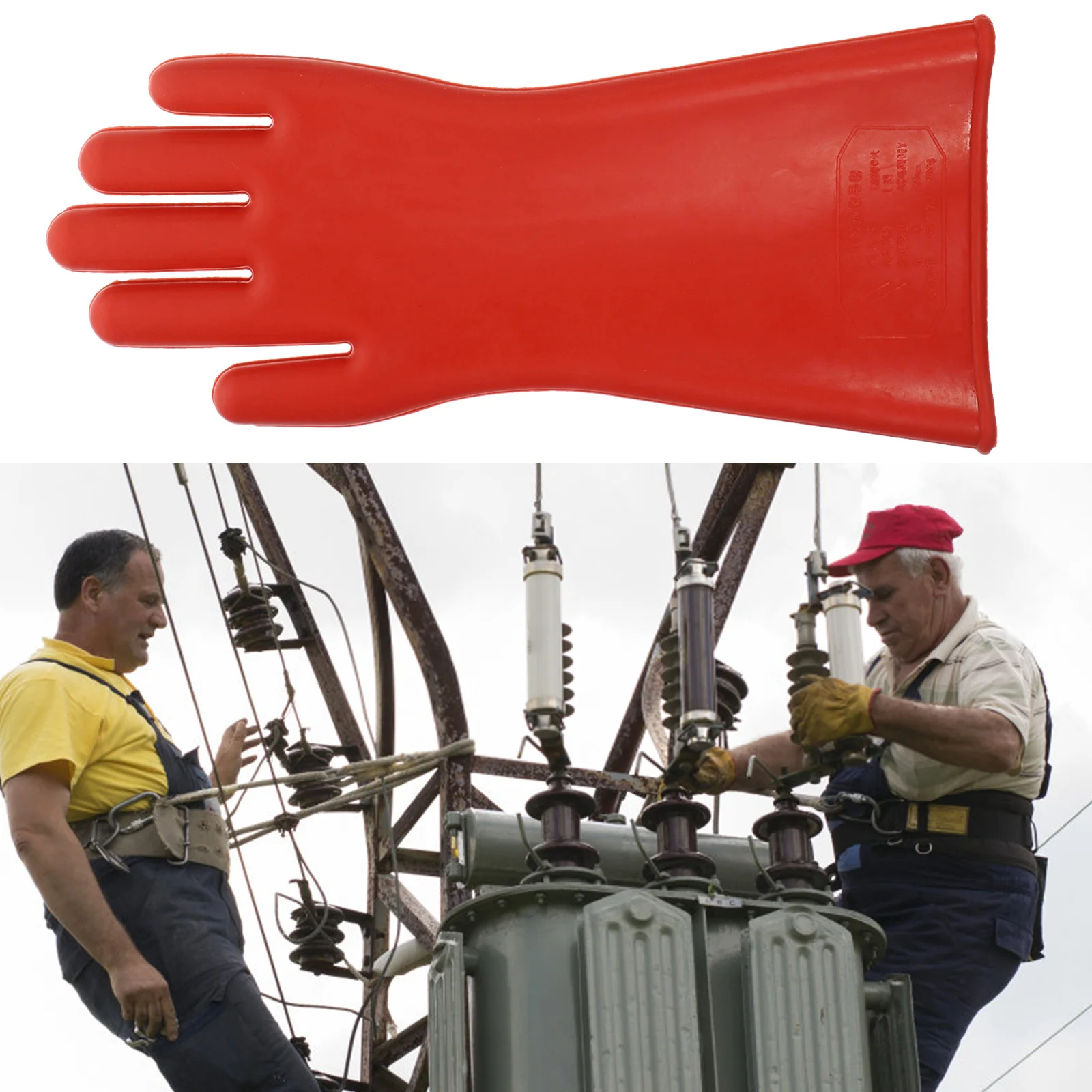 

1Pair High Voltage Gloves Electrician Insulating Rubber Mittens Non Slip Protective Work Gear High Voltage Gloves