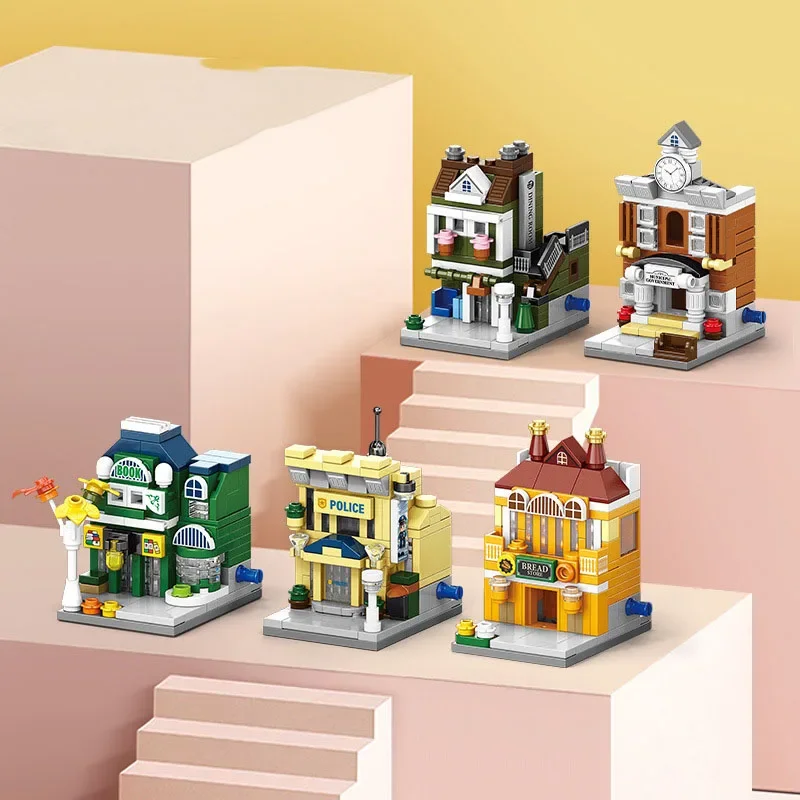 Mini Europäischen Kommerziellen Straße Bausteine Stadt Shop Jazz Club Architektur Ziegel Street View Modell Spielzeug Für Kinder Geschenk