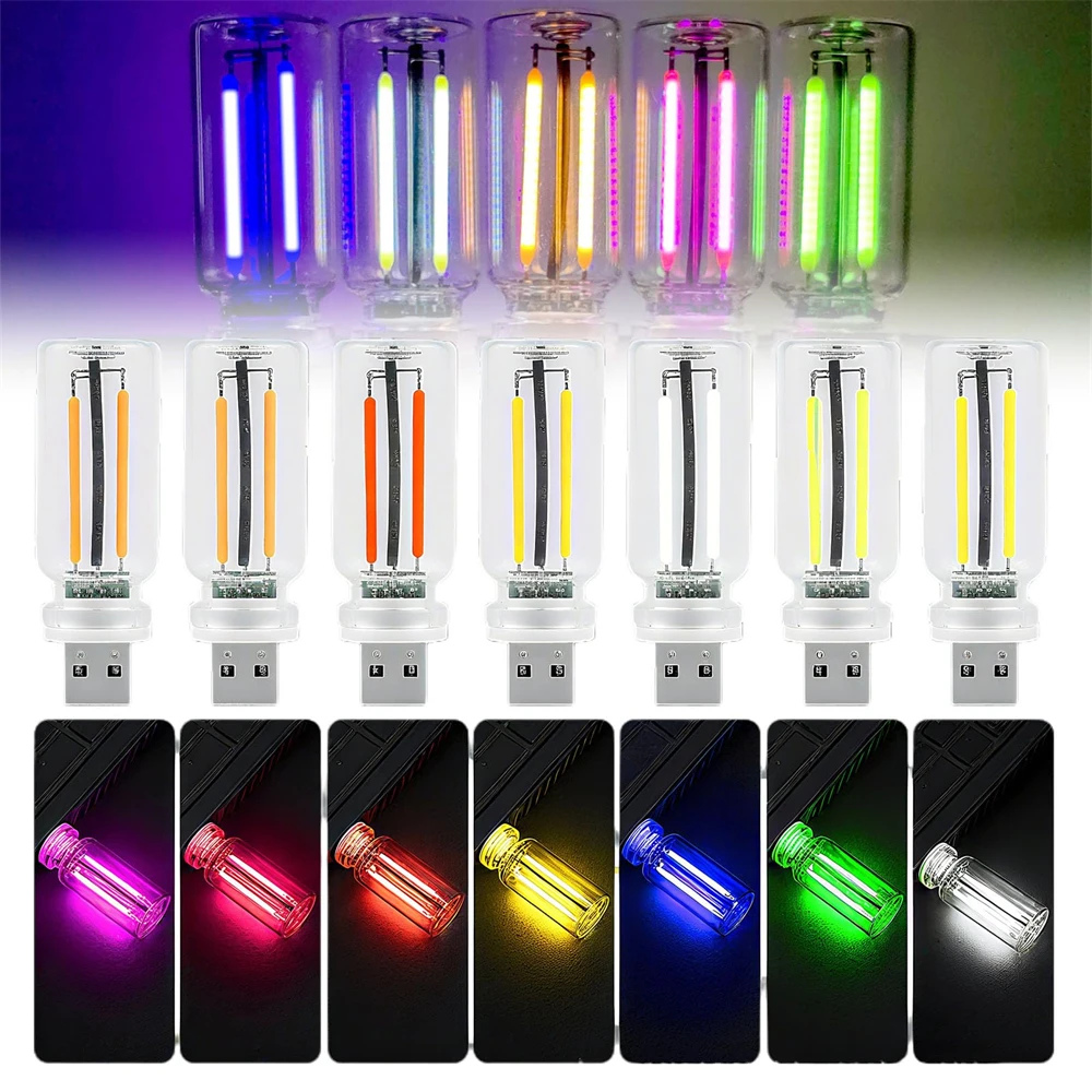 

USB Car Lamp Interior Atmosphere Light Retro-Inspired Mood Lamp Glass Bottle Wireless Touch LED Car Interior Lights