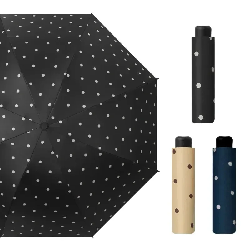 2024 New  Automatic Umbrella Anti UV Sun Folding Umbrella Small Fresh Black Glue Korean Sun Rain Dual Use Umbrella