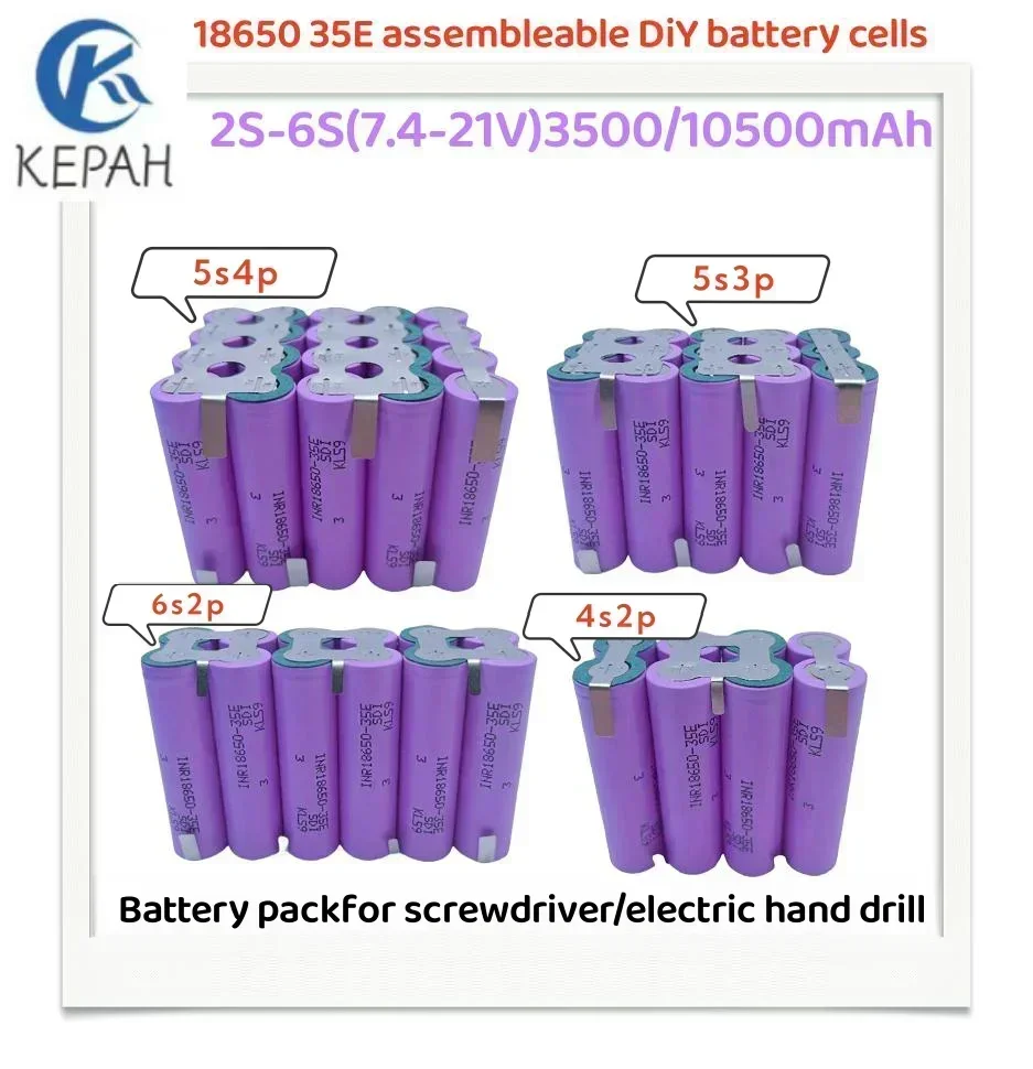 

18650 35E 3500mAh/10500mAh 2S 3S 4S 5S 6S/1P 2P 3P 4P 3.7V 7.4V 14.8V 18V 21V for screwdriver battery welding battery pack