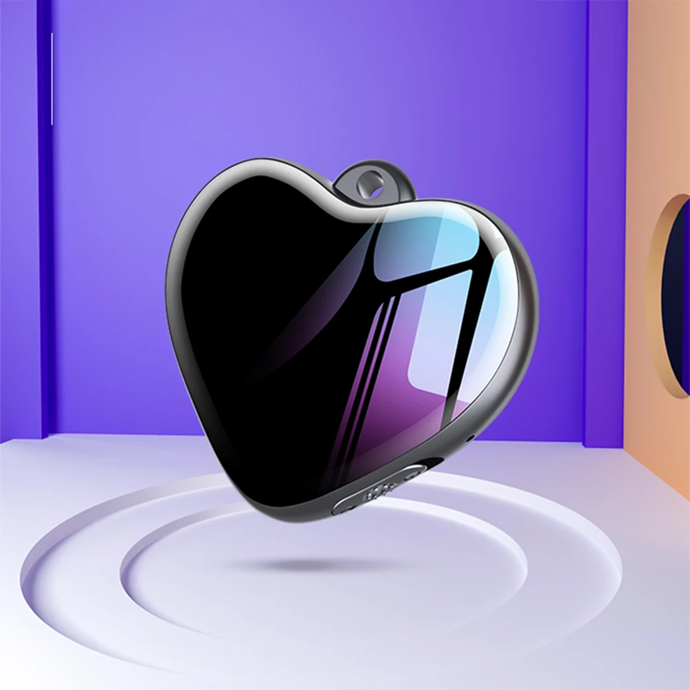 

Digital Recording Device Heart Shape Small Audio Player LED Indicator Micro Recording Pendant for Lectures Meetings Interviews