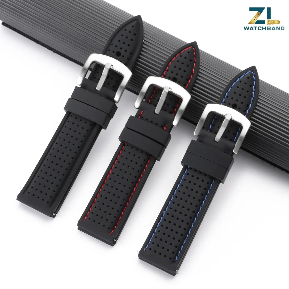 Breathable Silicone Watch Strap 20mm 22mm 24mm Watchband Comfortable Waterproof Sweat-Proof Straps for Seiko for Huawei Wrist