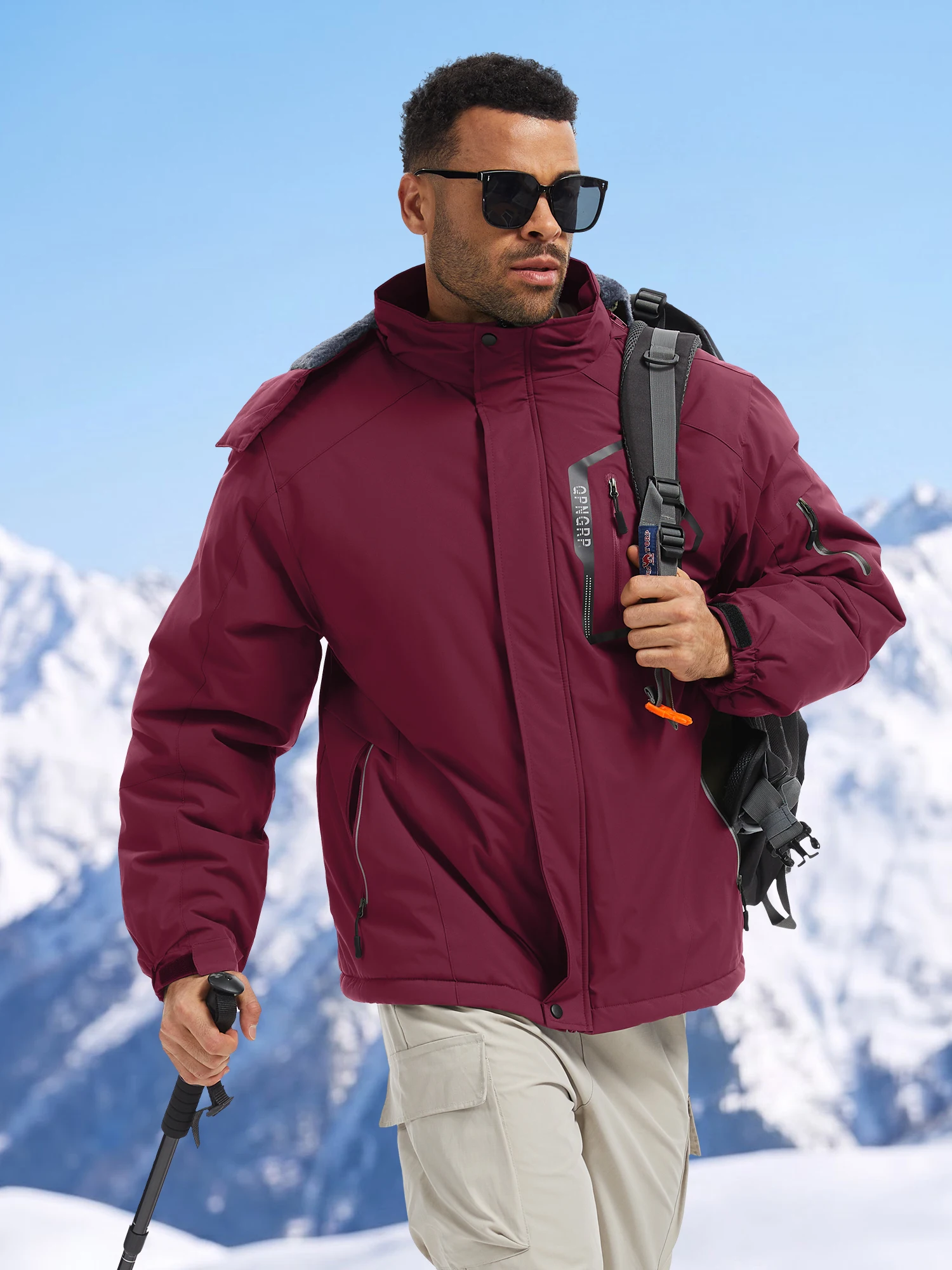 Winter Wasserdichte Winddichte Fleece-Gefütterte Jacken Herren Wanderjacken Outdoor Abnehmbare Kapuzenmäntel Ski Snowboard Oberbekleidung – Detail 16
