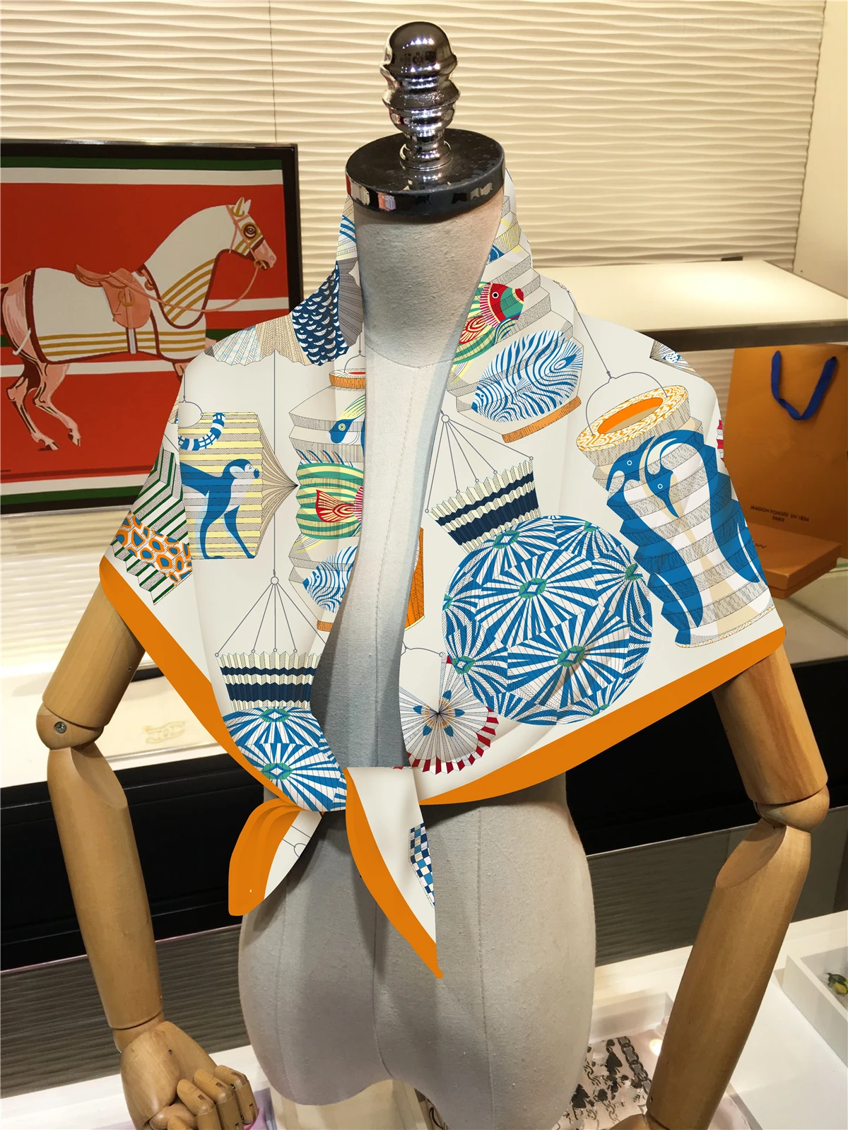 Bufanda de sarga de seda de estilo bohemio de 90cm, chal cuadrado de marca 2024, Hijab para mujer, Bandana de lujo, Foulard, pañuelos para la cabeza