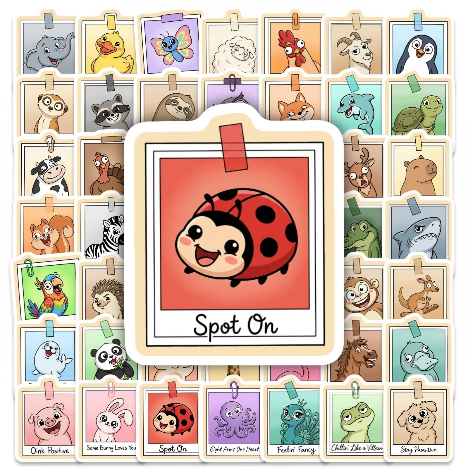 50PCS Polaroid Cute Animal Graffiti Stickers Exquisite Fashion Sticker for Phone Computer Notebook Stationery DIY Toys Secret