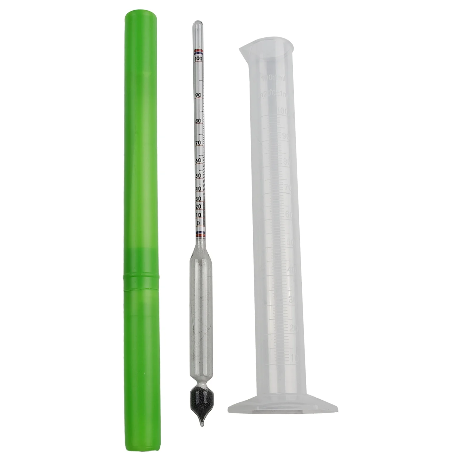 Hydrometer for Measurement 0-100 Range with Plastic Measuring Cylinder for Distilling Spirits Wine Testing Equipment