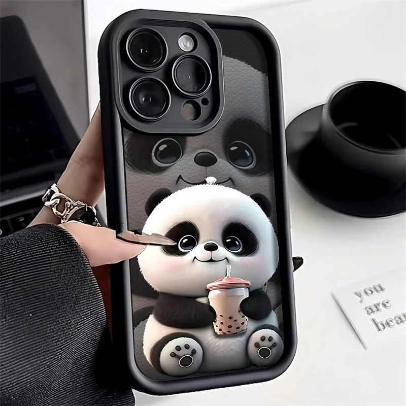 Soft Milk Cute Panda Phone Case For Oppo Realme 12 Lite C67 C55 C35 C53 C21Y C25Y C25S C33 Reno 11 10 8 6 5 Pro 7 A96 A53 Cover