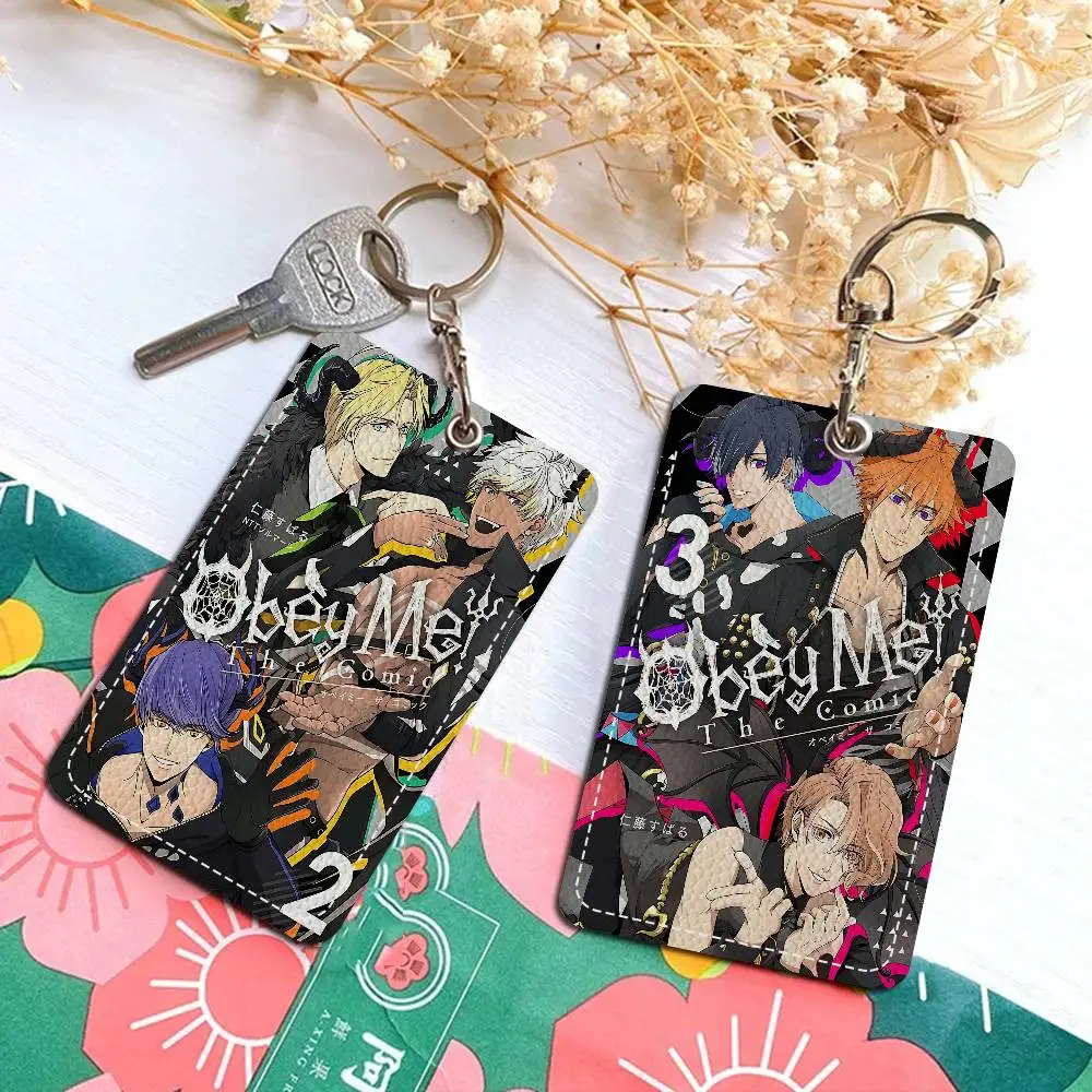 

Игра O-Obey Me, аниме, 1 шт., держатель для карт из искусственной кожи, брелок для ключей, дверной замок, бирки доступа, чехол для удостоверения личности, брелок для карт