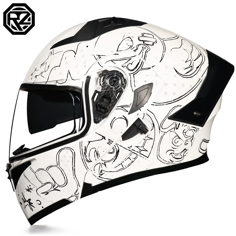Orz-992-Motorcycle helmet, men's and women's open face helmet, dual mirror motorcycle, four season personalized tail wing
