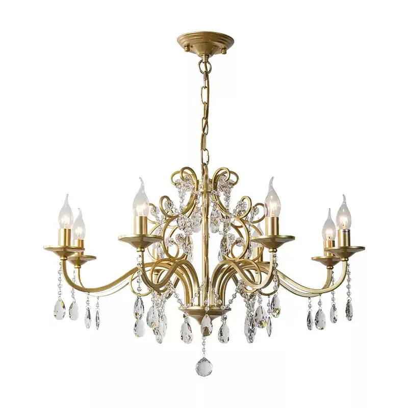 Light luxury crystal living room chandelier American retro candle bedroom restaurant homestay