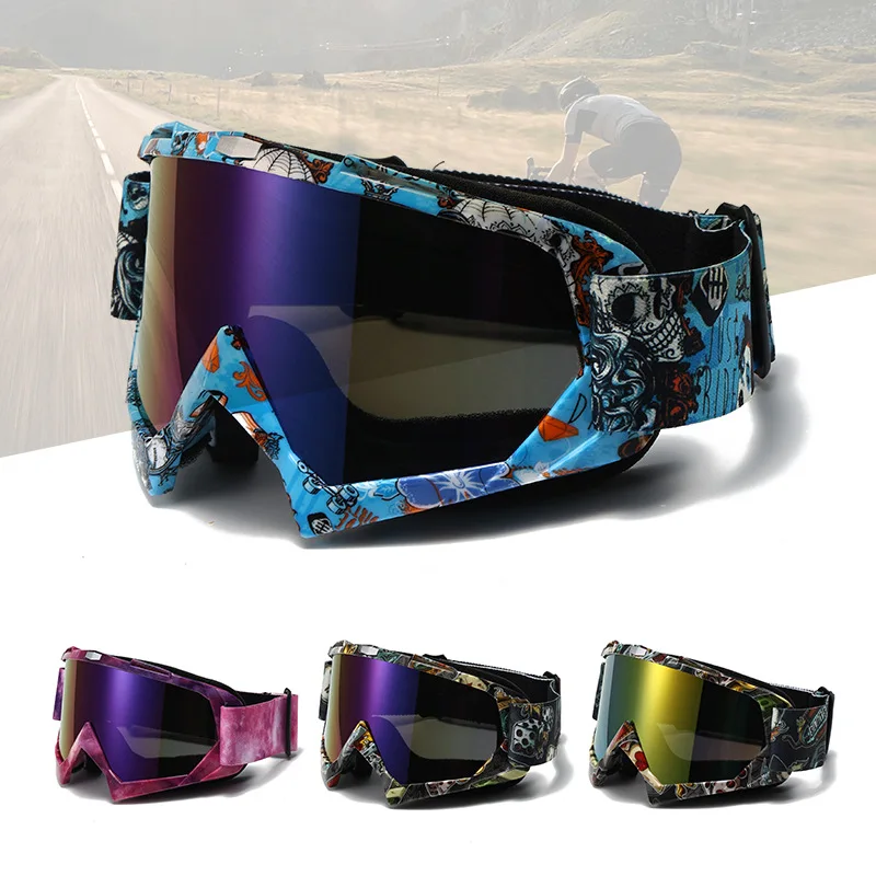 

Motorcycle Goggles, Windproof Dustproof Anti-Fog, UV400 Protection for Off-Road Riding Skiing Mountaineering Sports Glasses