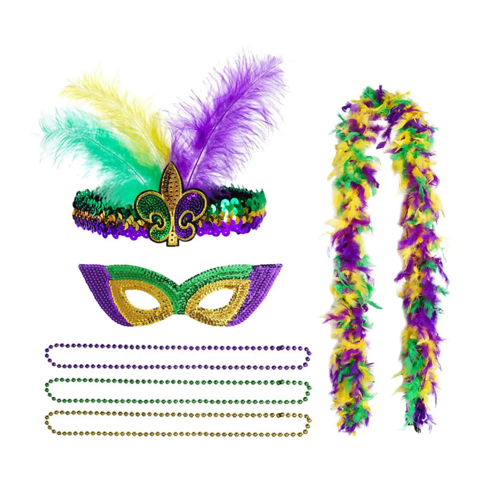

Feather Boa Mardi Gras Half Mask for Stage Performance Carnival
