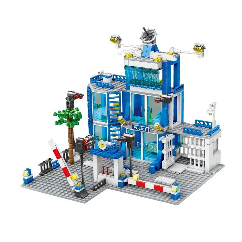 

Военное здание, полицейский участок, строительные штабы, строительные блоки, специальная полицейская головоломка, собранная мужская городская серия для мальчиков