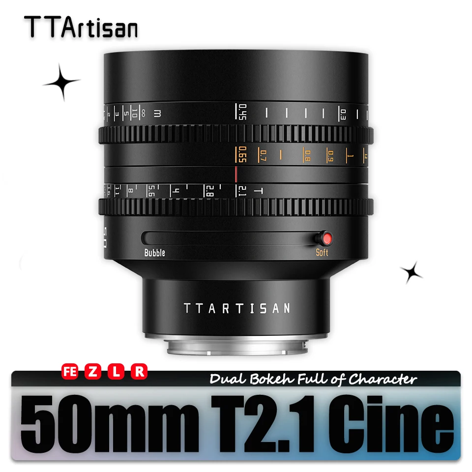 

TTArtisan 50mm T2.1 Full Frame Artist Bokeh Camera Cine Lens for Humanity Photography with Sony E Canon RF Nikon Z Lumix L-mount