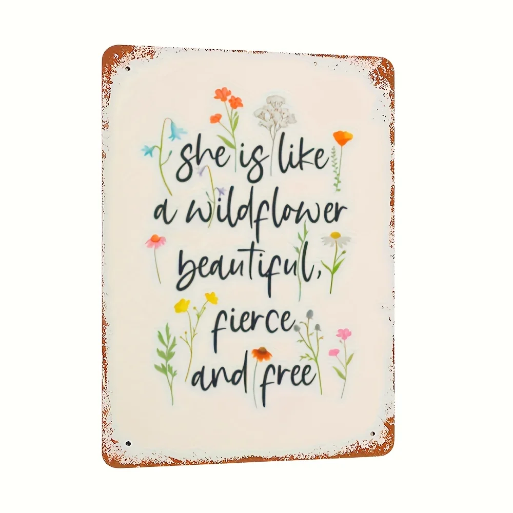 Vintage Metallschild mit Wildblumen-Motiv - Retro Garagenwandkunst, Valentinstagsgeschenk, Außendekoration (30,5x20,3 cm)