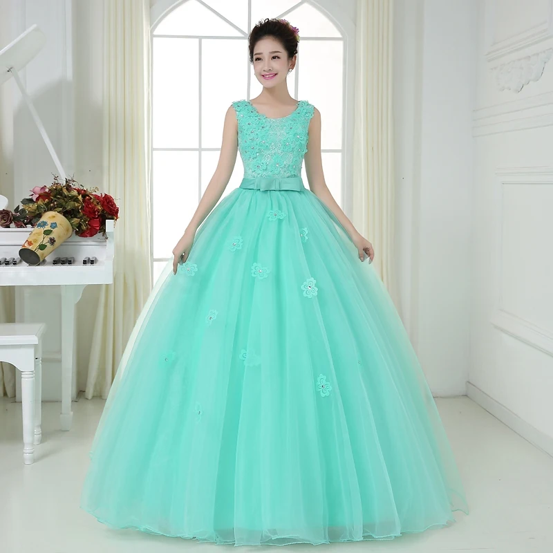 Customized Sweet Sleeveless Quinceanera Dresses Lace Sequined Flowers Vestido De Debutante Illusion Floor-length Vestidos De 15