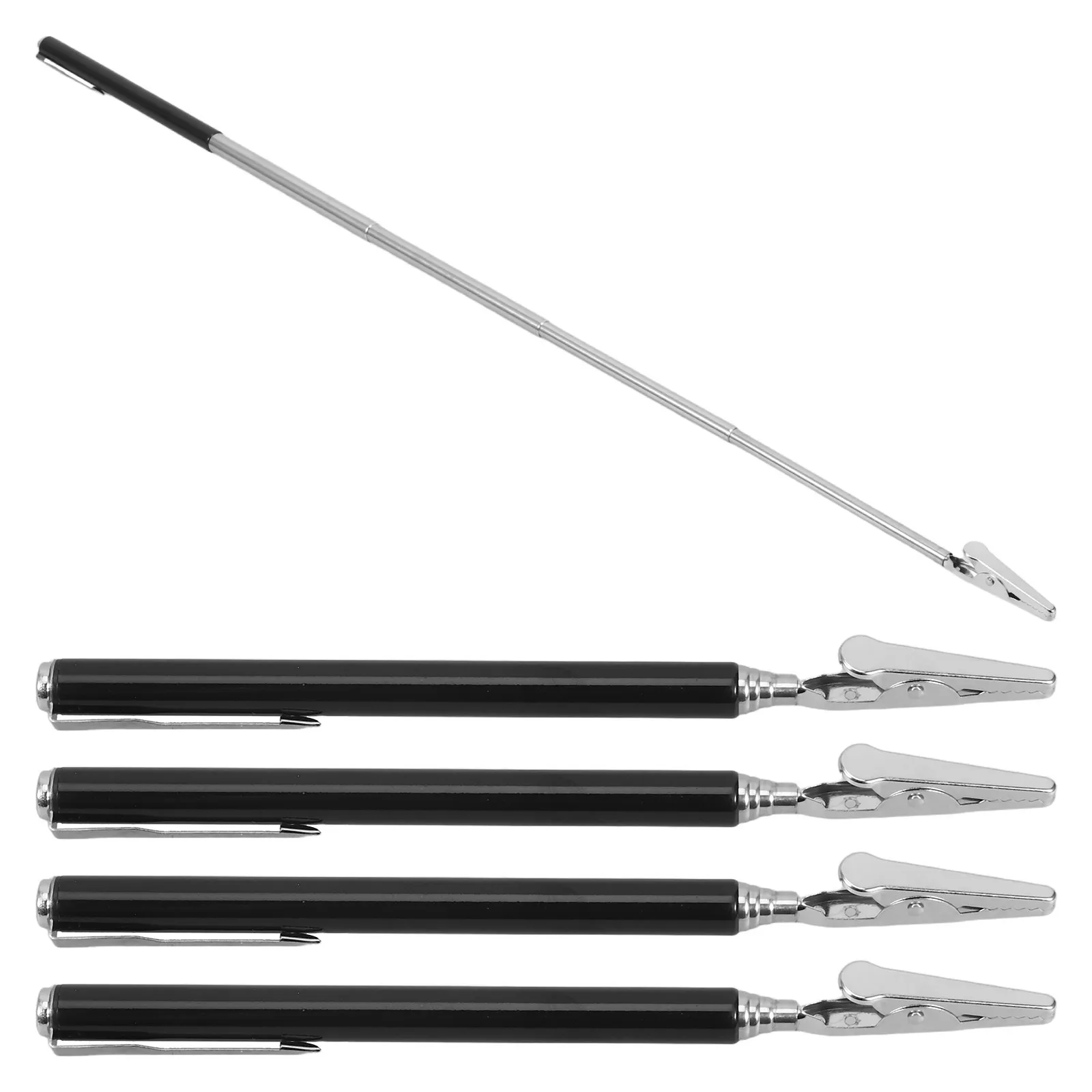 5Pcs Retractable Badge Holder Stainless Steel Retractable Clip for Office Nurse Teacher Student Vendor Booth Sign Clamp Table