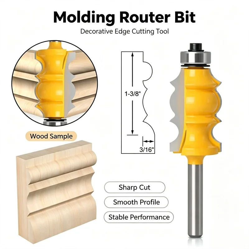 Wood Decorative Handrail Router Bit 1/4