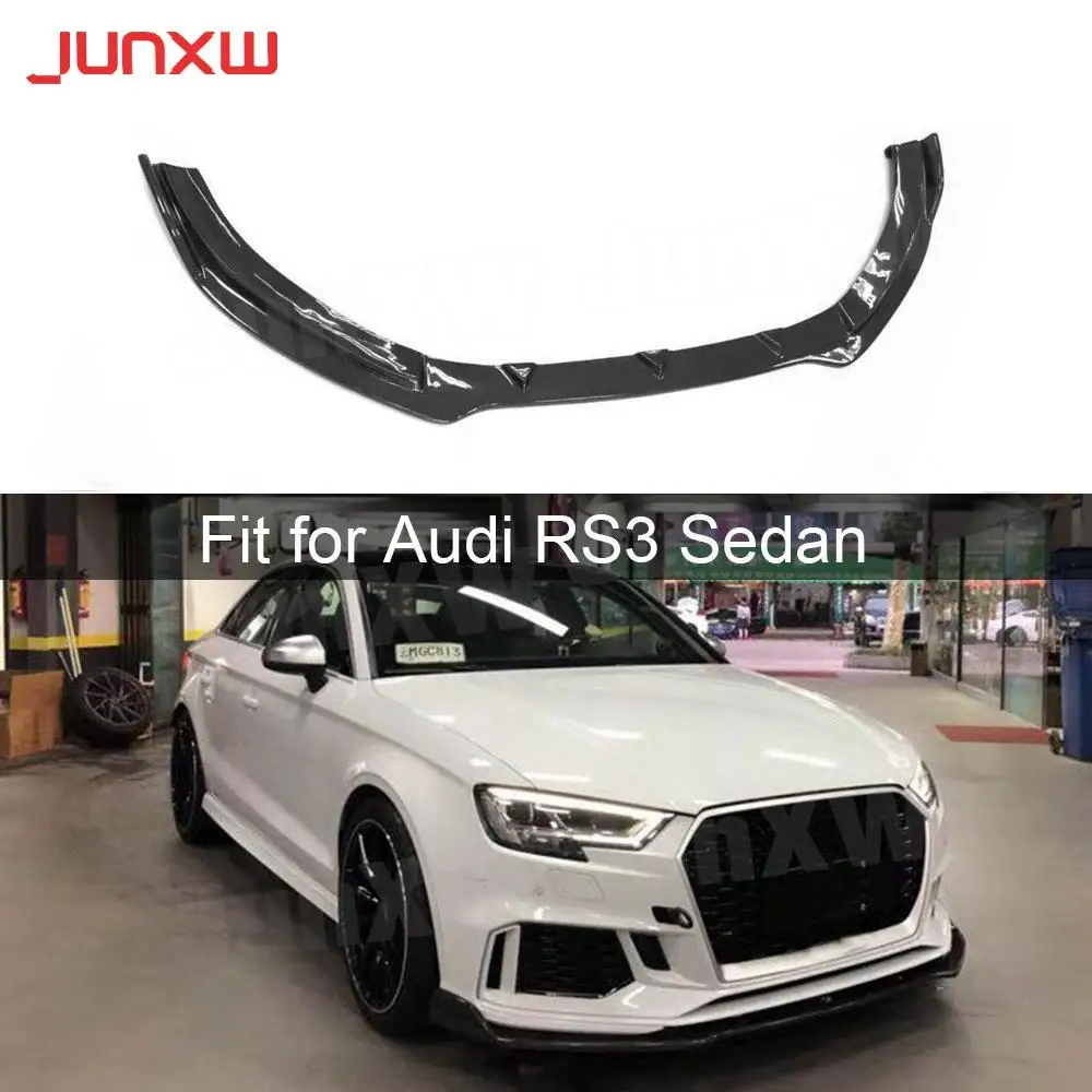 Real Carbon Fiber Front Bumper Lip Spoiler for Audi A3 RS3 Not A3 Standard S3 2017 2018 Front Lip Guard Car Styling FRP