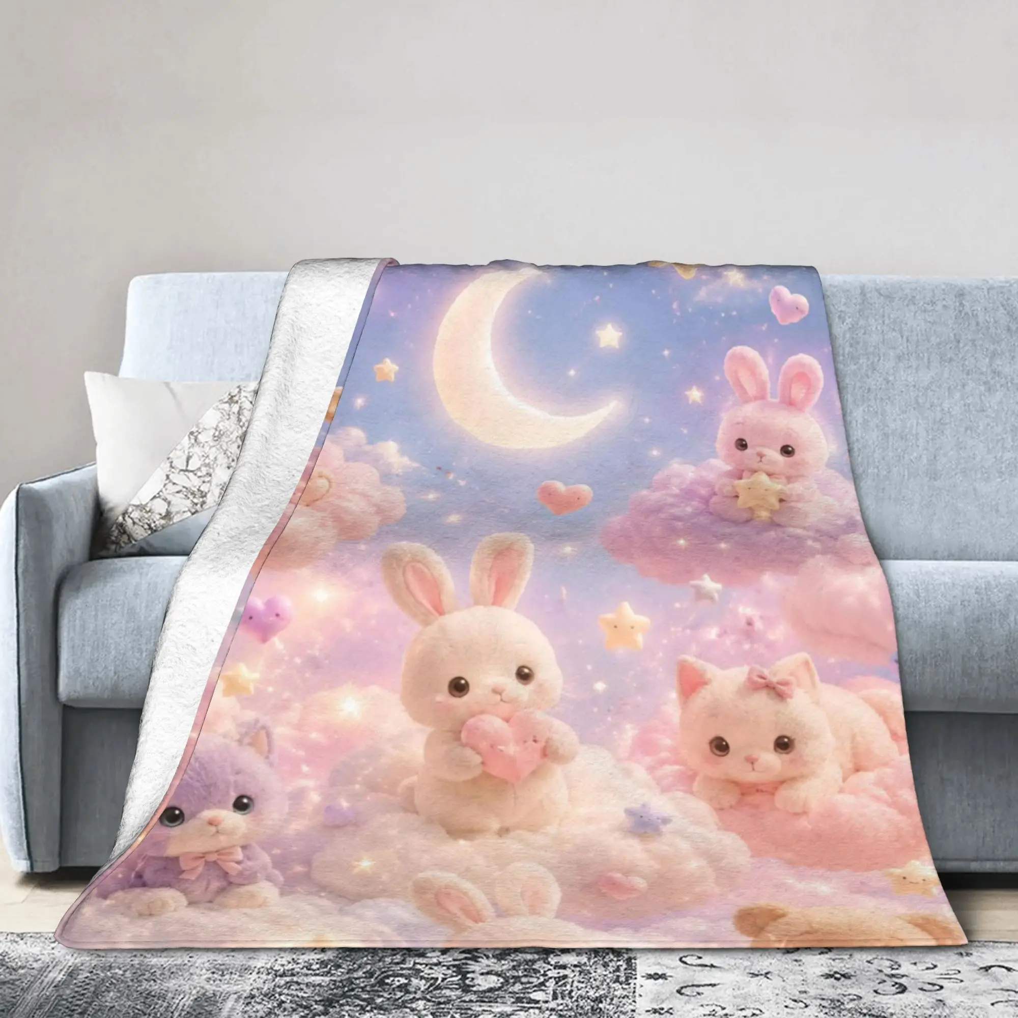 Pastel Polka Dot Playroom Cute Teddys Bear Blankets Fleece Air Conditioning Multifunction Throw Blankets for Bedding Car Throws