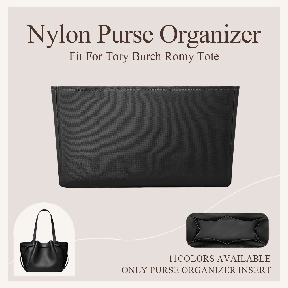 

Nylon Purse Organizer Insert Fit for Tory Burch Romy Tote Bag Zipper Inside Makeup Storage Bag Lightweight Inner Liner Organizer