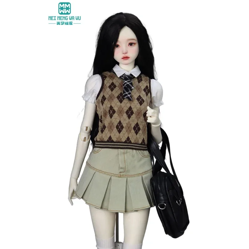 

Подходит для куклы 1/3 1/4 DD SD MSD BJD, модный свитер, клетчатый жилет