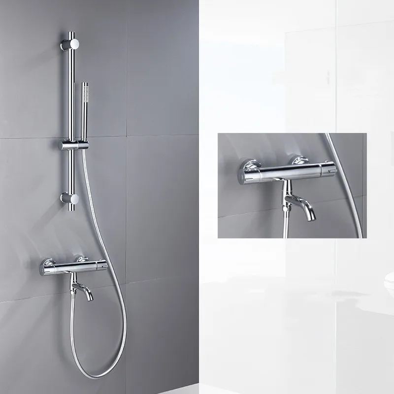 Black Chrome Thermostatic Shower Faucets Valve Accessories Brass Bathroom Thermostat Mixer Tap Hot Cold Bathtub Mixing Valve