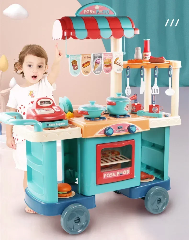 90cm big size Simulate Simulate oven kids kitchen utensils toy set kitchen items Play house Interactive Toy baby birthday gift