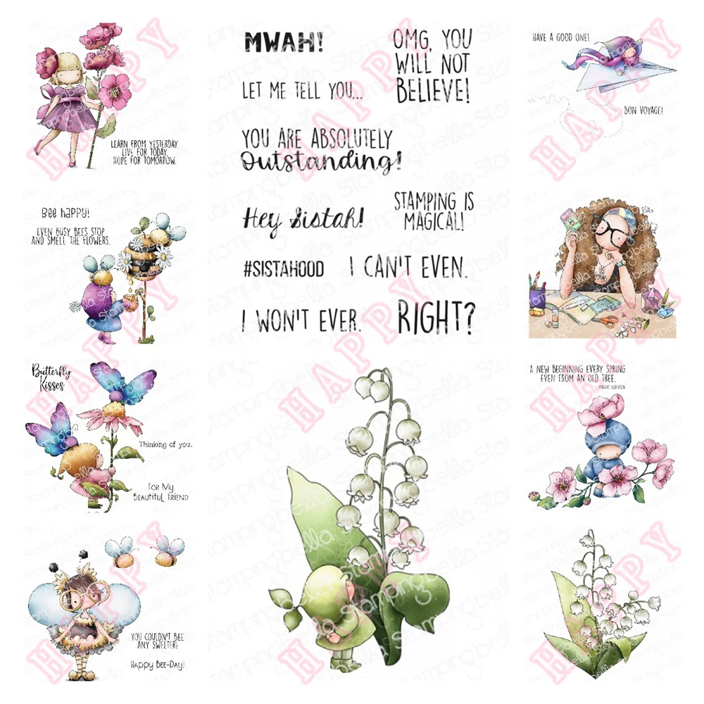 

Girl Flower Stamps And Metal Cutting Dies Decoration For DIY Scrapbooking Diary Album Paper Template Card Embossing Handcraft