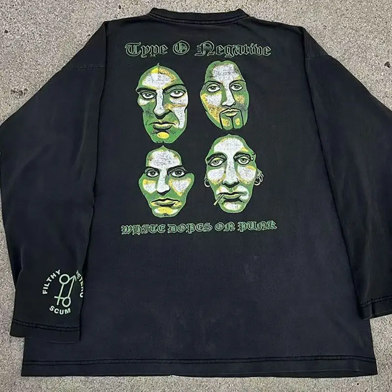 

Unisex Long Sleeve Cotton T-shirt 2000s High Street Fashion Trend Brand Letter Print Men's And Women's Streetwear Top