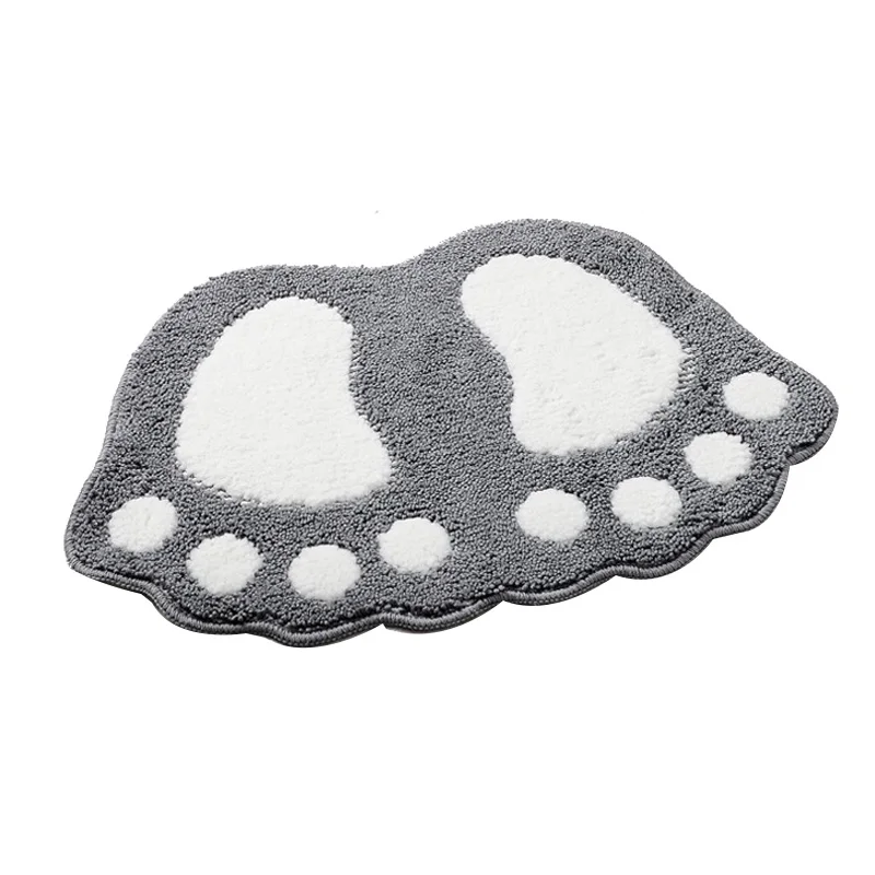 

Big Feet Shape Bathroom Rug Non-Slip Carpet,Doormat Floor Mat Absorbent Mats Bedroom Living Room Kitchen Pad(Grey)