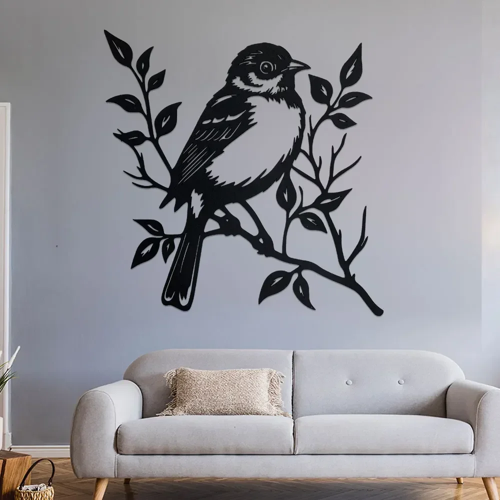 1PC Metal Wall Art Decor Hummingbird Black Wall Signs Hanging Metal Ornament Sculpture for Balcony Garden Living Room Bird