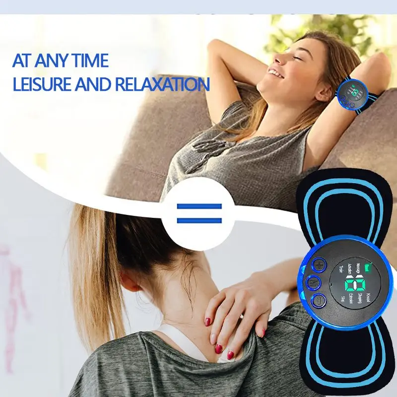 Draagbare Mini Elektrische Nek Massager Cervicale Massage Patch Stimulator 19e versnelling Aanpassing Body Massager