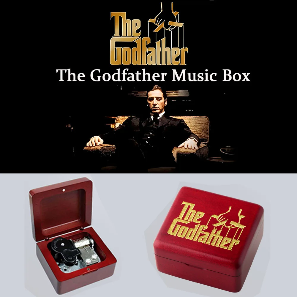 SOFTALK Classic movie themed music boxThe Godfather Solid Wood Wine Red Theme MusicBox Birthday, Christmas, Valentine's Day Gift