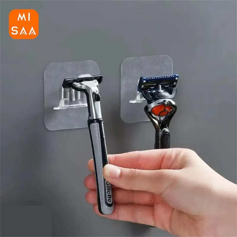 Razor Stand Punch Free Wall Shelf Strong Traceless Bathroom Hook Shaving Razor Holder Men Shaving Kitchen Accessories Razor Rack