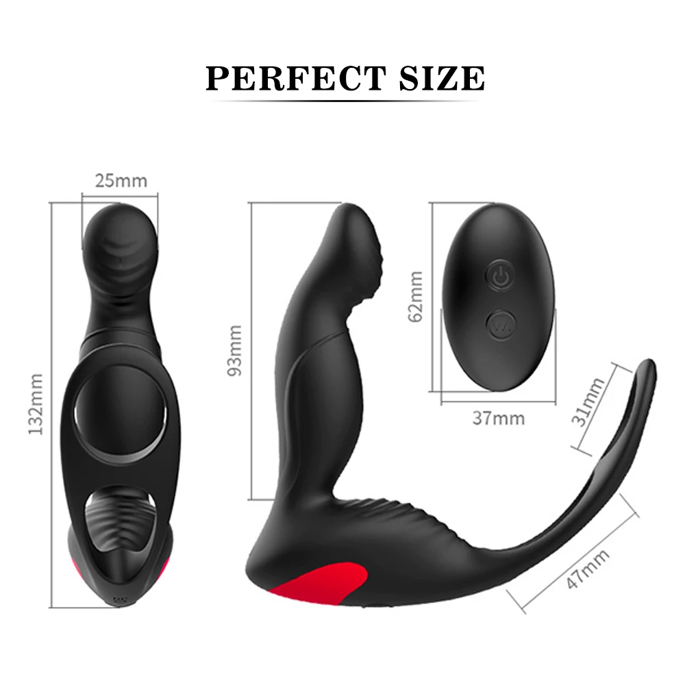 PHANXY Male Prostate Massage Vibrator Anal Plug Silicone Waterproof Massager Stimulator Butt Delay Ejaculation Ring Toy For Men