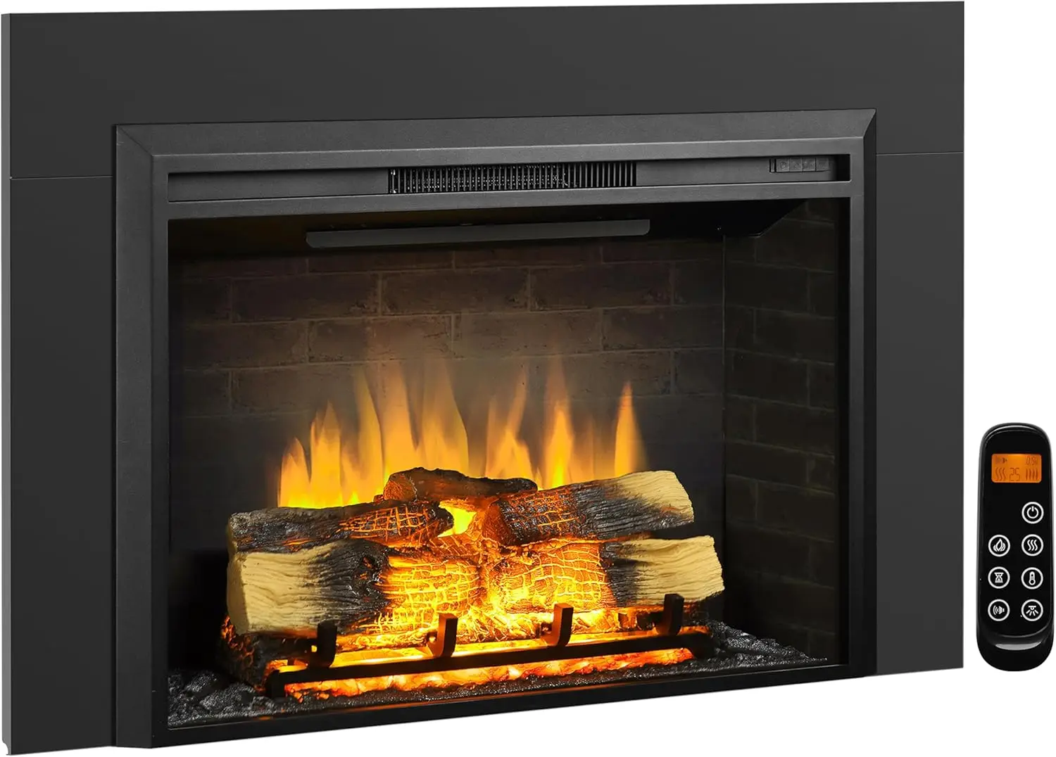 Carl 39 Inches with Trim Kit Electric Fireplace Insert Fireplace Heater 750/1500W Fire Crackling Sound Remote Control Black