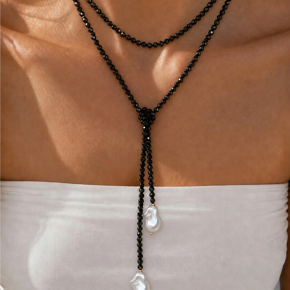 Minimalist Vintage Elegant Burgundy Imitation Pearl Rice Bead Long Necklace Women's Vacation Party Holiday Gift Daily Versatile