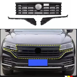 Glossy Black ABS Front Racing Grille Upper Radiator Cover for Volkswagen Touareg 2019-2021