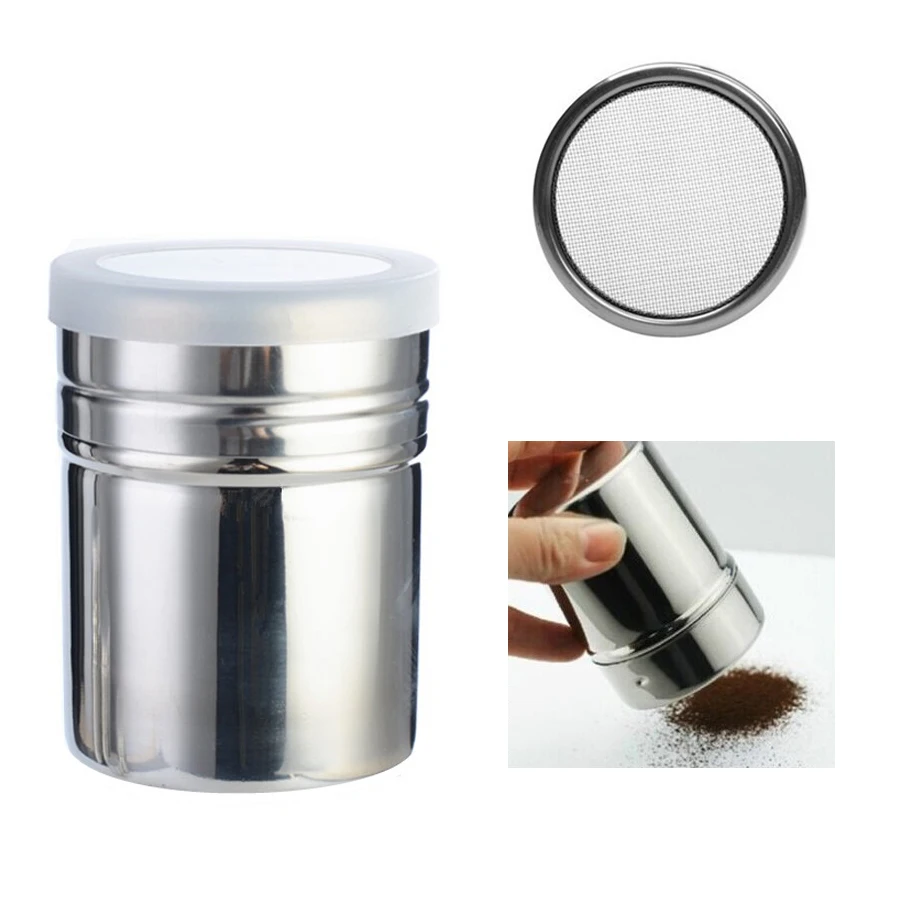 Stainless Steel Coffee Powder Shaker, Chocolate Cocoa Powder Duster with Fine Mesh